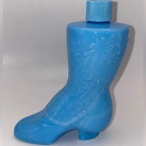 AVON Vintage Blue Roses Roses Cologne Shoe Bottle 4oz Empty